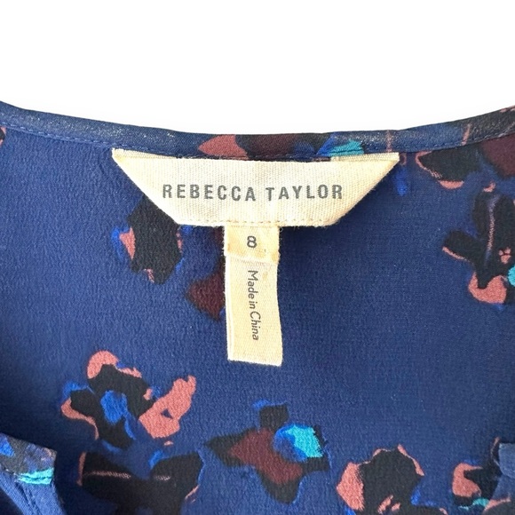 REBECCA TAYLOR | Silk Floral Dress Drawstring Waist Long Sleeves Button Down 8 - Picture 3 of 8